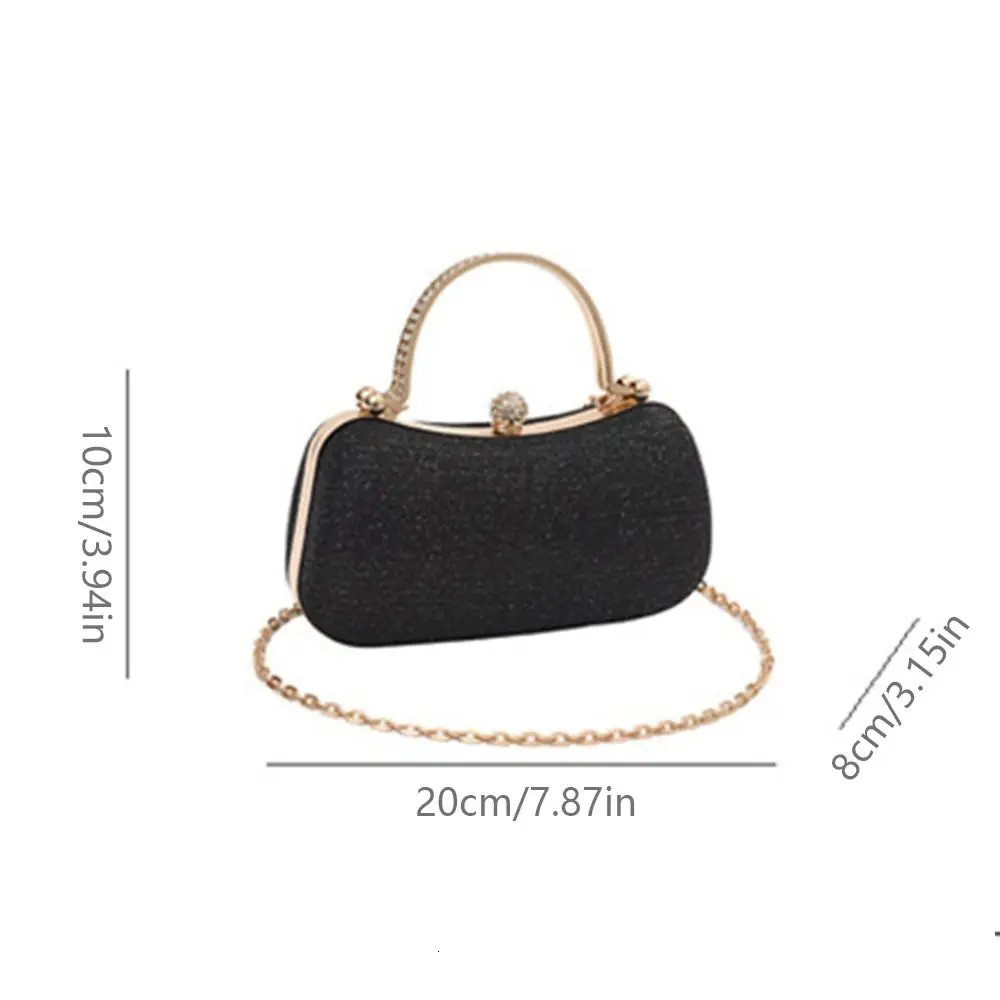 Glitter Evening Banquet Bag Clutch Handbag Women Metal Top Handle Square Rhinestone Messenger Purse Chain Bag Box 250118