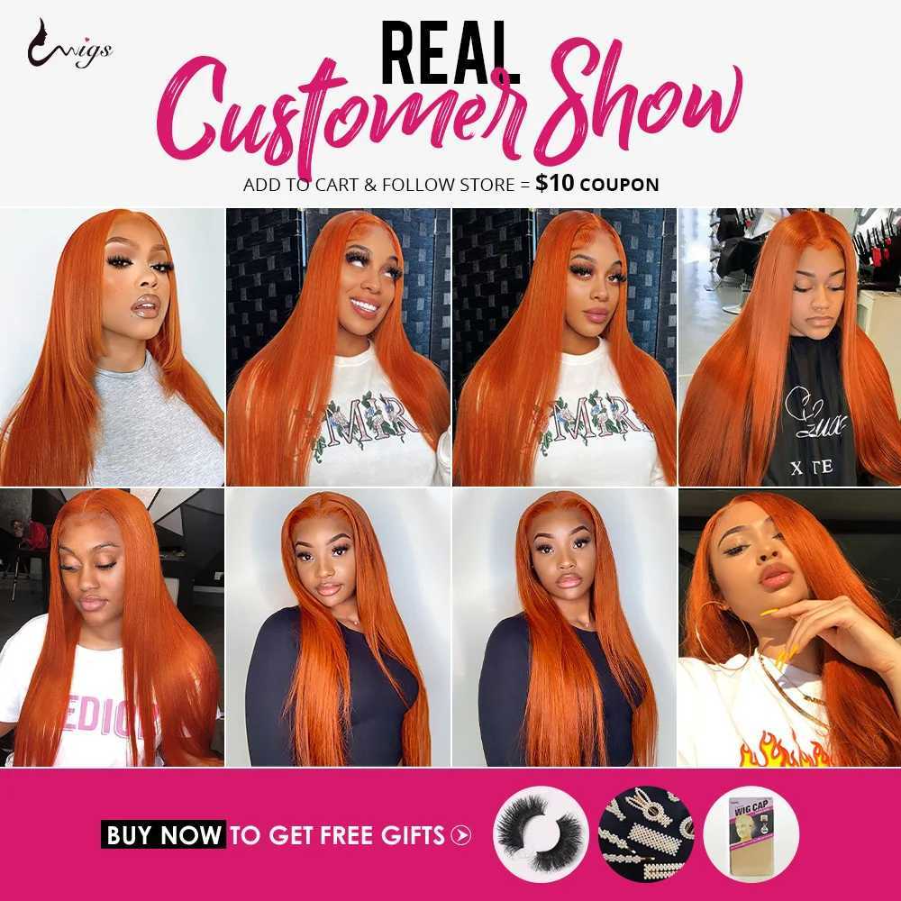Uwigs Ginger Orange Bundles With Clo Brazilian Hair Extensions Human Hair Straight Bundles With Clo For Woman Remy HairXJ250120
