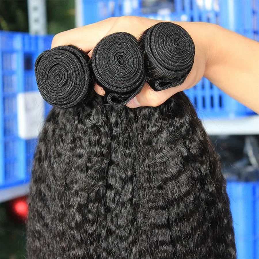 Kinky Straight Human Hair Bundles With Clo Brazilian Transparent 4x4 Lace Clo And Bundles 100% Human Hair ExtensionsXJ250120