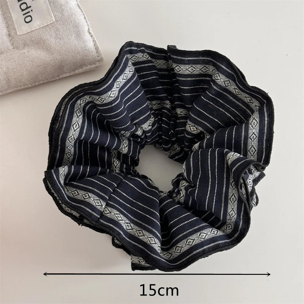 Korea Square Striped Cloth Scrunchies Women Girl Elastic Hair Rubber Band Accessories Tie Ring Rope Headdress Headwear 250117