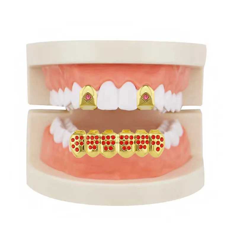 Iced Bling Teeth Caps Grillz Cubic Zircon Micro Pave Top Bottom Charm Grills For Men Women JewelryXJ250114