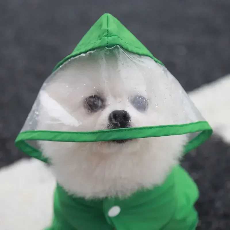 Traction rope raincoat dog four legged raincoat waterproof all inclusive Small dog teddy bear Pet outings rainy days of clothingXJ250121
