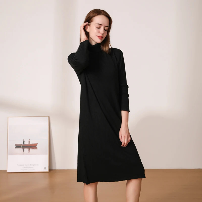 Knitted Womens Winter Dress Dresses Ladies Sweater Korean Fashion Clothing Robe Clothes Elegant Black Tight Woman Casual 250121
