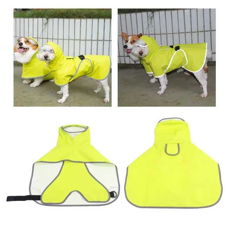 Dog Poncho Reflective Pet Clothes Rope Hole Strip Lightweight Rain Jacket Poncho Hoodies Adjustable Waterproof Dog Rain JacketXJ250121