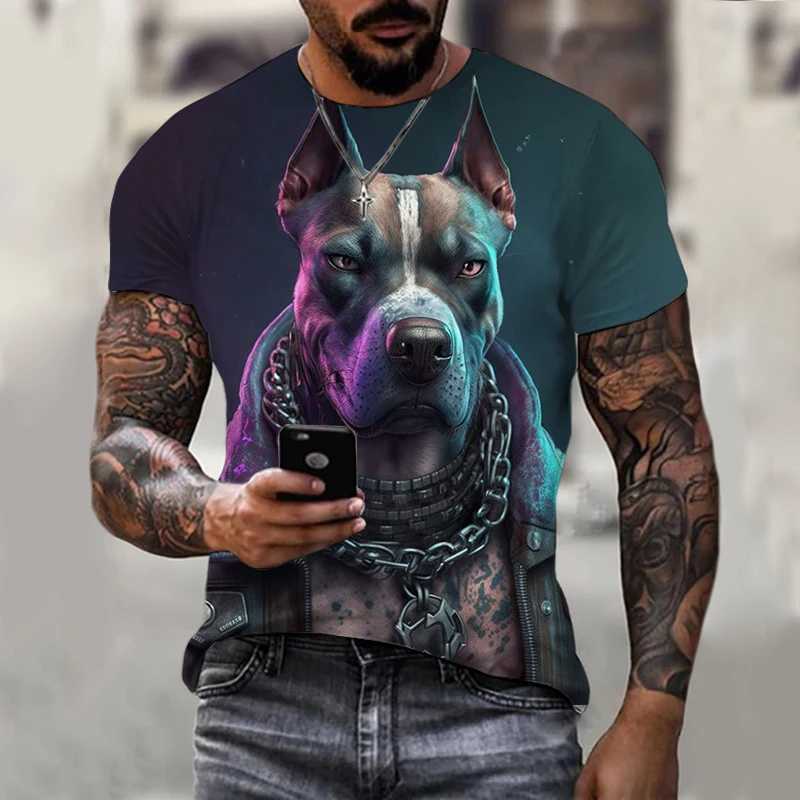 Dog Graphics T-Shirt For Men 3d Printing Tees Ferocious Animal Camisetas Pattern Short Sleeve Tops Summer Casual Mens ClothingXJ250117