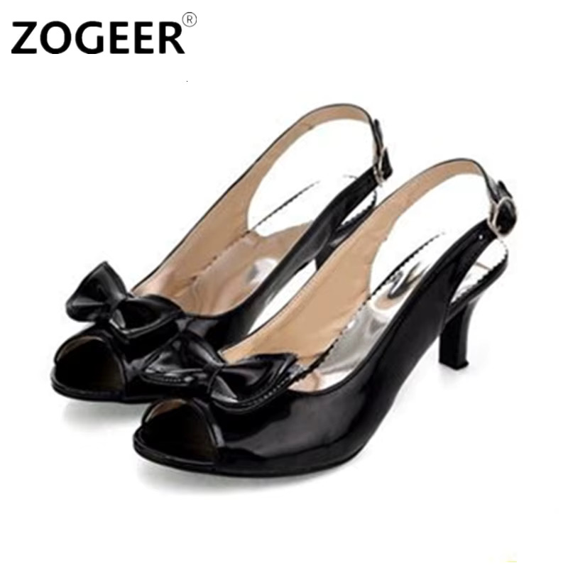 Sweet Women Sandals Summer Fashion Medium Heel Flip P Female Casual Bowtie Blue White Ladies Party Shoes Large Size 48