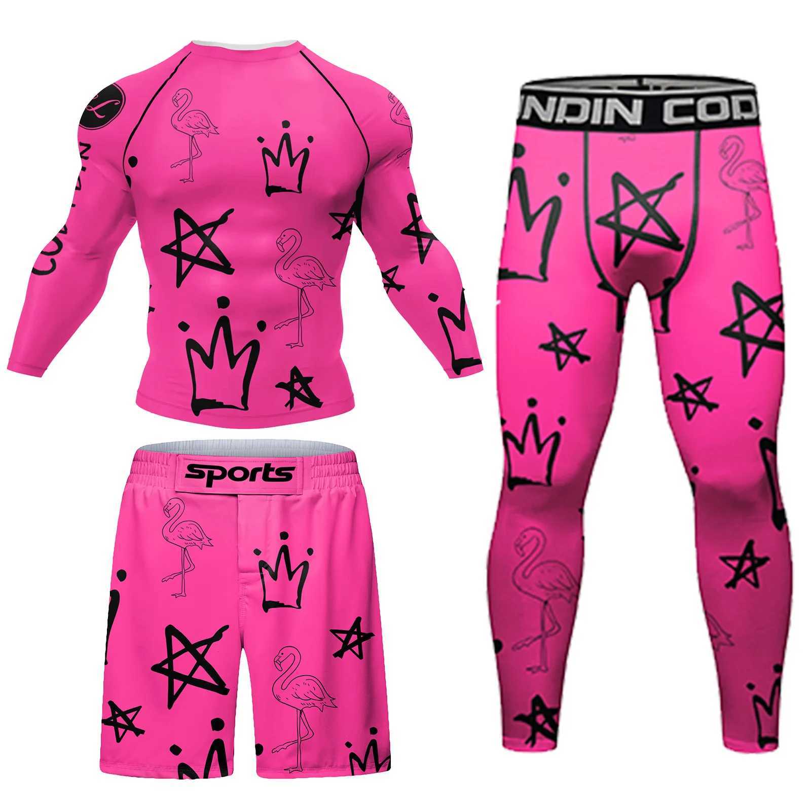 Cody Lundin Men Active Wear Pink Athletic Gym T-shirt uv protection Men Rash Guard BJJ water jitsu Rash Guard MMA Grappling Shorts X250129