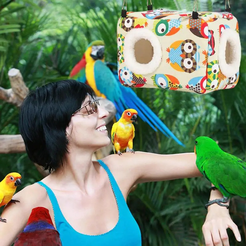 Parrot Nest House Thick Bird Bed Warm Snuggle Hut Washable Bird Nest House Parrot Hideway Bed Sleeping Bed For Parrot Parakeet 250121