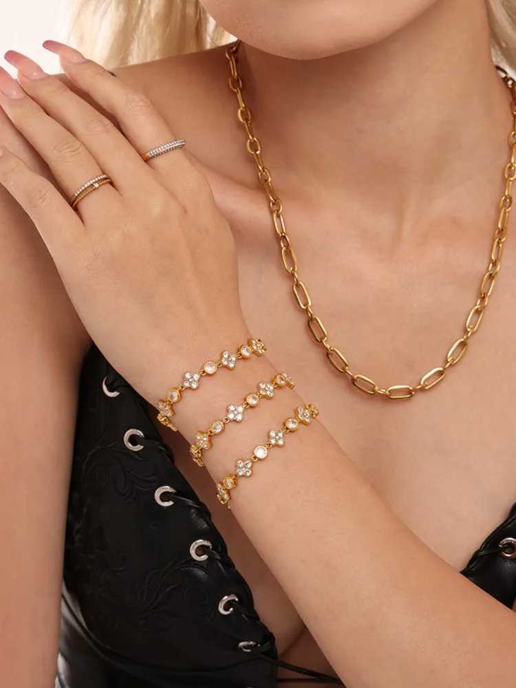 Stainless Steel Chain Bracelets For Wen 18k Gold Plated With Shiny Zircon Wens Wrist Chains Bracelet Luxury Wan Jewelry X250129