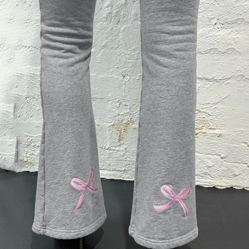 Rapcopter Bow y Sweatpants Low Waisted y2k Grey Trousers Women Streetwear Vintage Fashion Pants Korean Casual Clothes 250122
