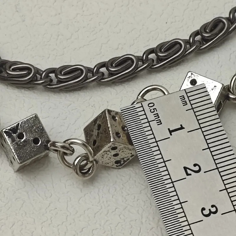 Retro lucky Dice Bilayer Metal Men Chain Pants Ones Waist Hip Hop Punk y2k Accessories Fashion Key Chain 250122