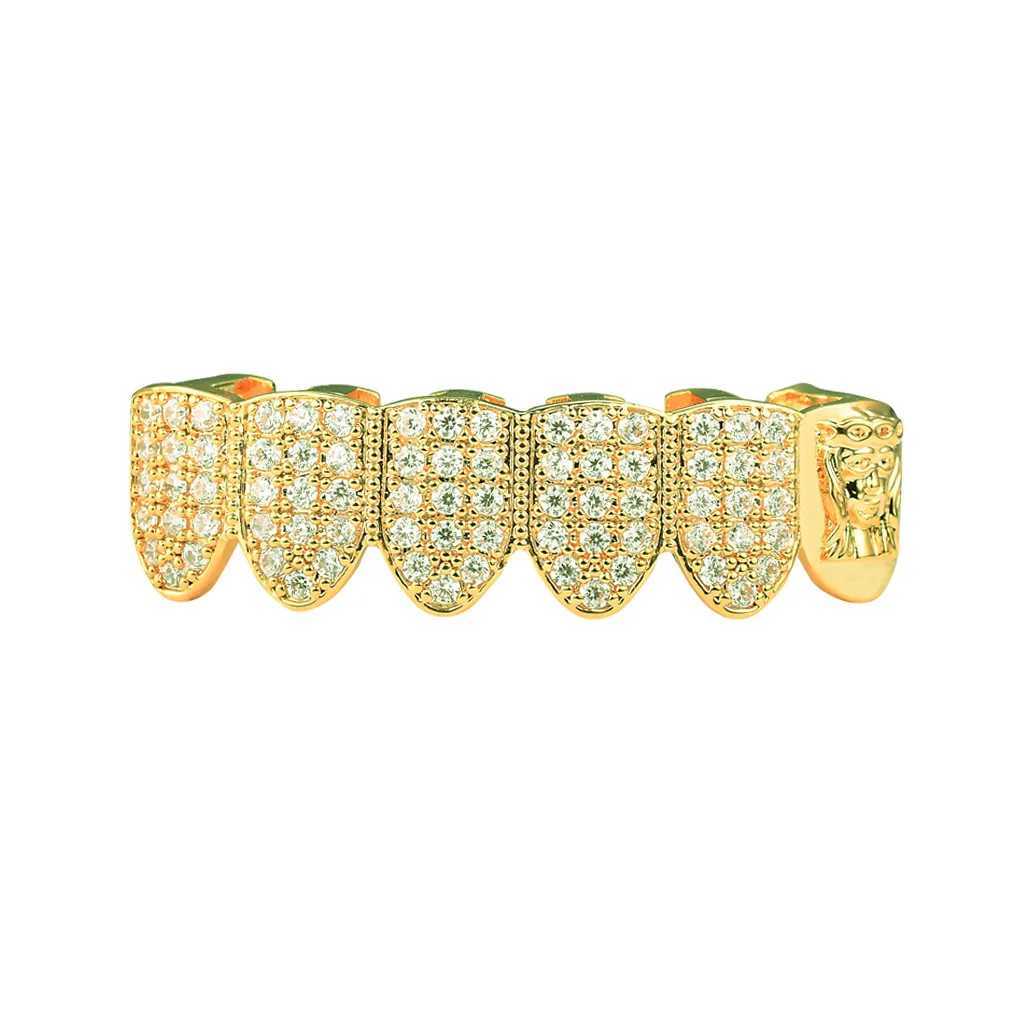 Full CZ Stones Teeth Grillz Caps Cubic Zircon Iced Out Micro Pave Top Bottom Charm Grills For Men Women Rapper JewelryXJ250114