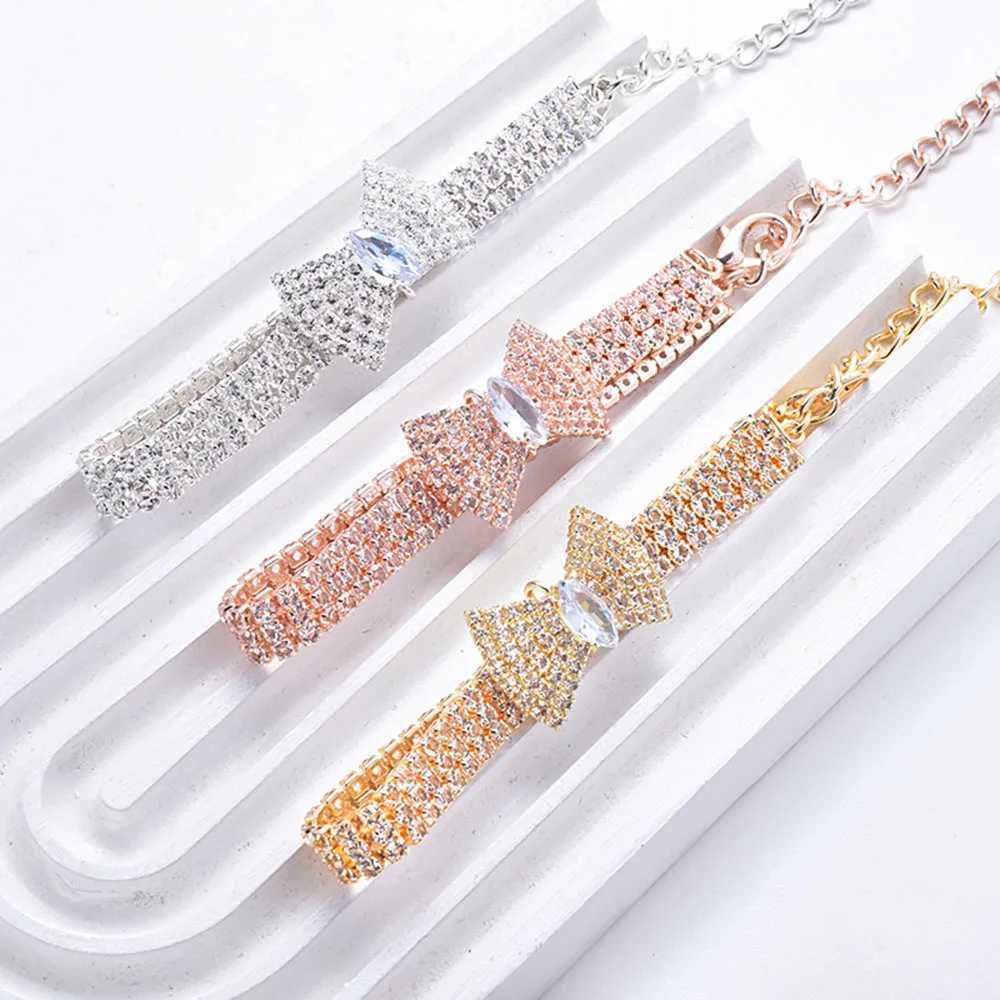 Rhinestones Cat Collar with Bling Bow Charm Shiny Crystal Pet Collar Rhinestone Adjustable Collar Necklace for Small Pet Cat Dog X250129