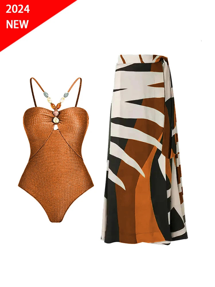 Fashion Printed swimsuit trend High Waist bikinis sets Womens Swimsuit One Piece Backless Sexy Beach Swimwear for Holidays 250122