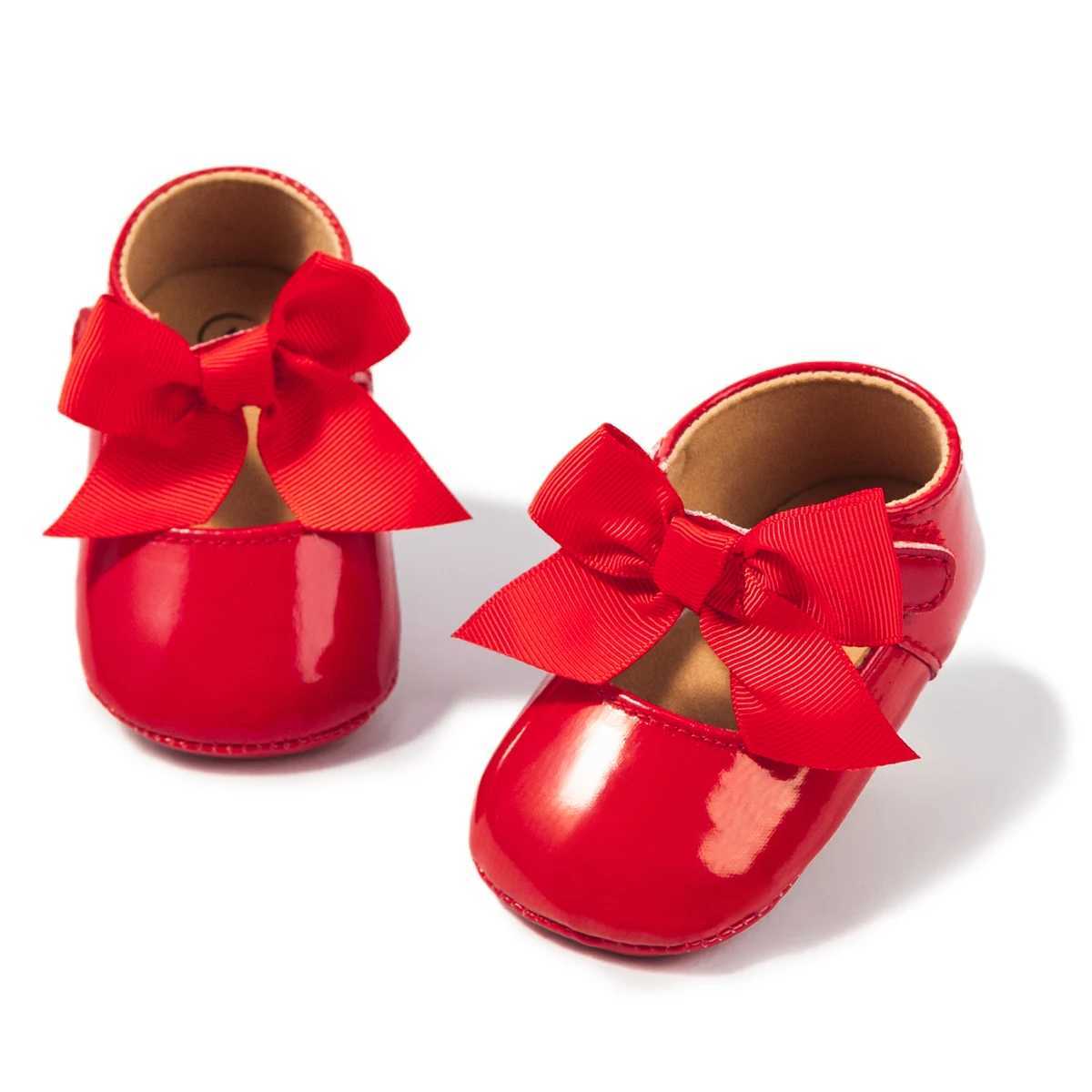 Meckior Baby Girl Shoes Cute Baby Sweet Princess Style Anti-Slip Bed Shoes Newborn Christmas Red Toddler Shoes New Years X250129