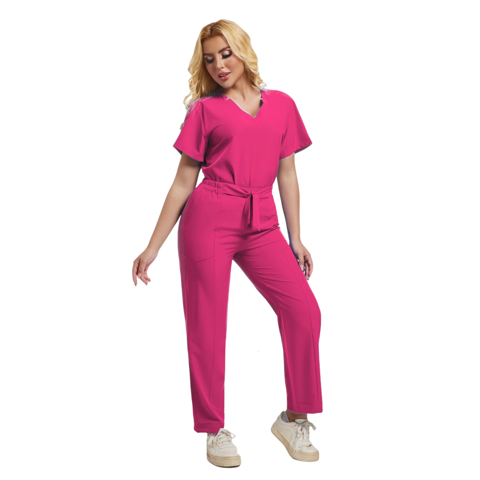Multicolor Surgery Uniform Short Sleeve Top Pocket Pant Nursing Uniform Pet Shop Workwear Doctor Nurse Clothes Scrub Set 250122