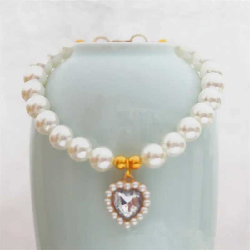 Adjustable pet pearl necklace accessory suitable for cat Gotas animal fashion gemstone Sphinx cat collar cat dog Collier chat X250129
