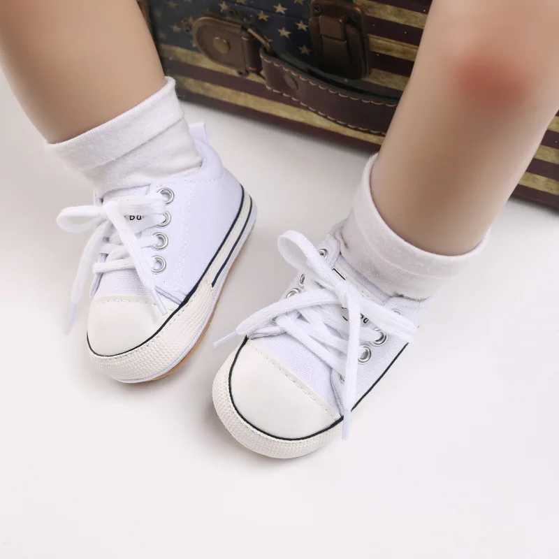 2023 New Baby Casual Shoes 4-color Lace-up Canvas Shoes for Boy Girl Rubber Sole Wear-resistant Non-slip Newborn Infant Sneakers X250129