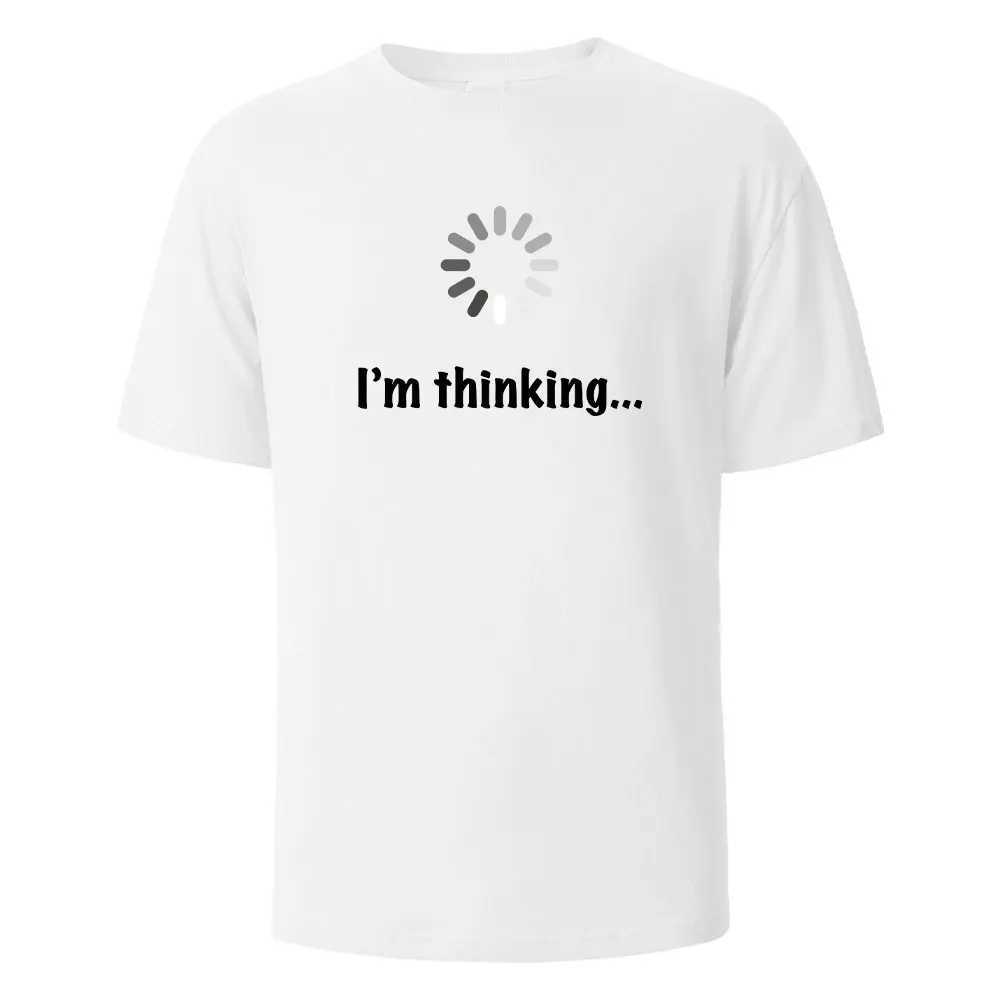Im Thinking Funny Print T-Shirt Summer Tees For Men Women 100% Cotton O-neck Oversize Casual Short sleeved Streetwear Basic TopXJ250117