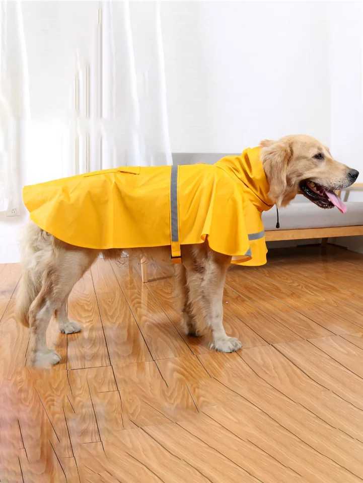 1pc-Reflective dog raincoat with smooth hooded raincoat suitable for small and medium-sized dogs; Waterproof dog clothingXJ250121