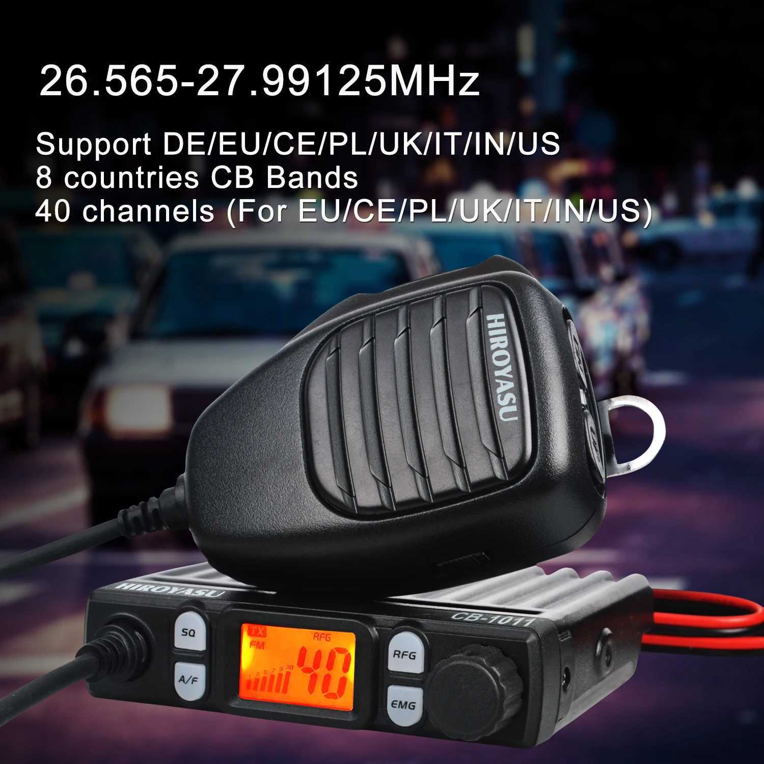 Hiroyasu Walkie Talkie CB-1011 26.565-27.99125MHz 11Meter Mini 27MHz FM/AM 8W 40Ch CB Radio For EU PL DE CE UK IN US IT X250129