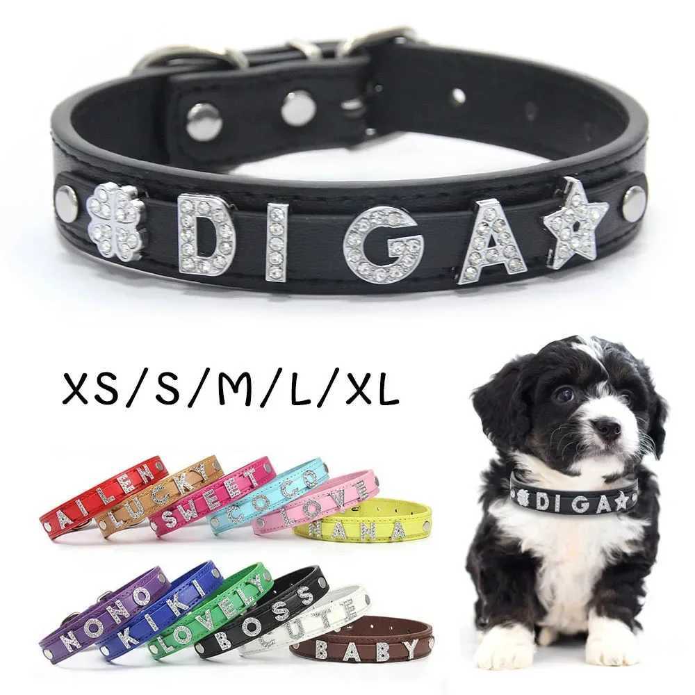 Personalized DIY Name Dog Collars Bling Pet Dog Collar With Diamond Buckle Puppy Cat Letters Charms For Teddy French Bulldog X250129