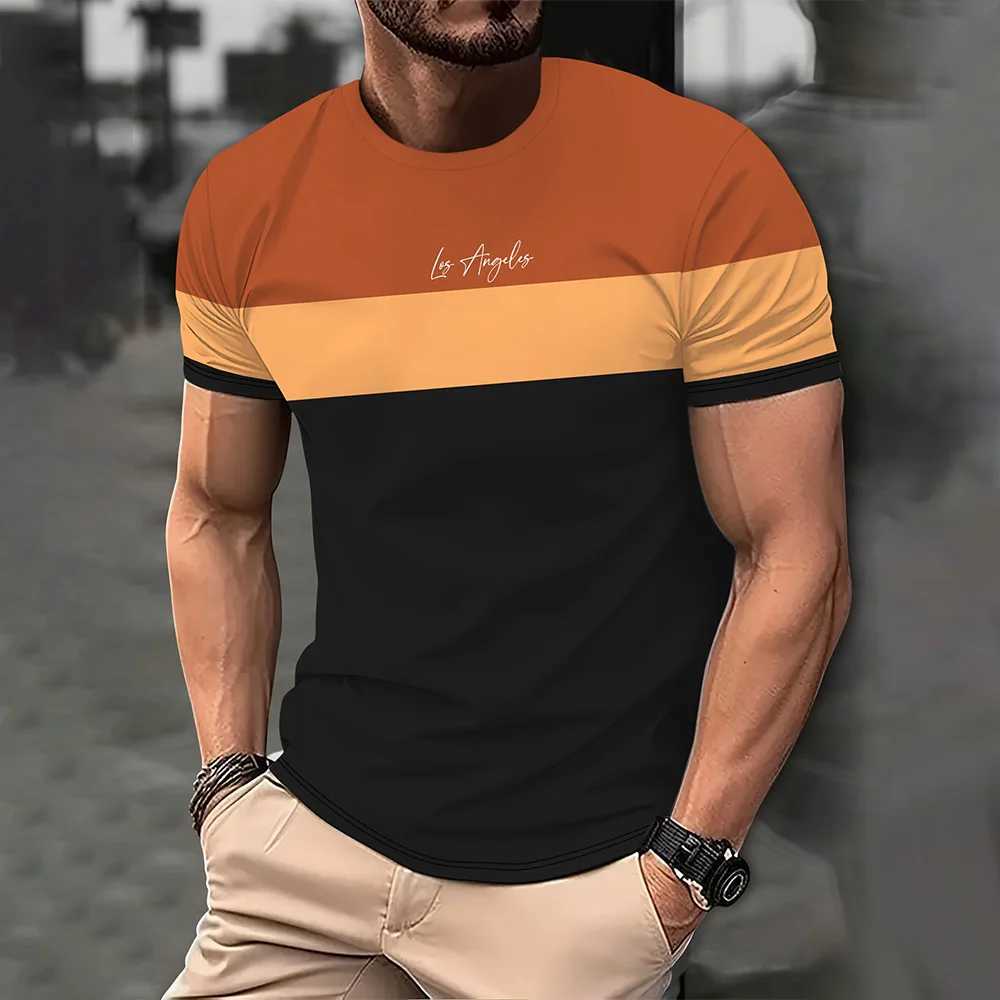 2024 Mens Crew Neck T-shirt Summer Street Mens 3D Stripe Letter Print Short-sleeved Tees Casual Daily Male T Shirts ClothingXJ250117