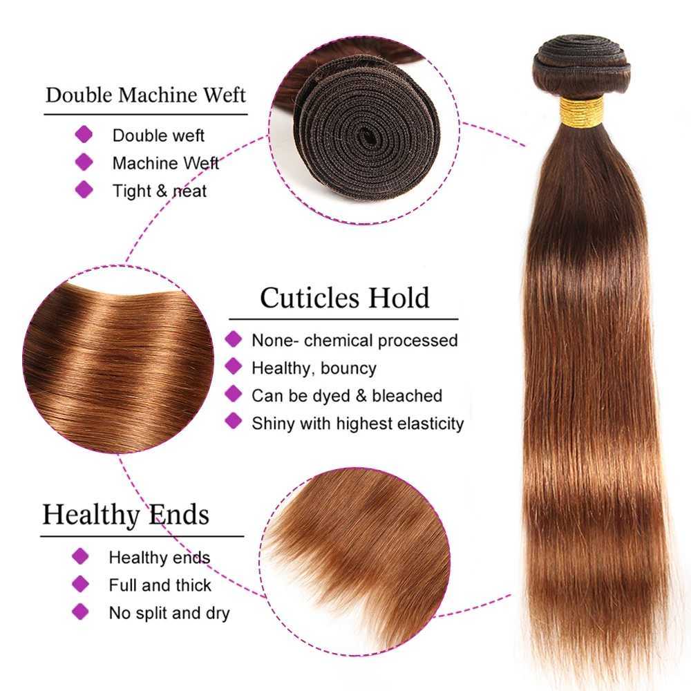 Ombre Bundles With Clo Brazilian Hair Weave Bundles With Clo Brown T4/30 Colored Human Hair Bundles With CloXJ250120