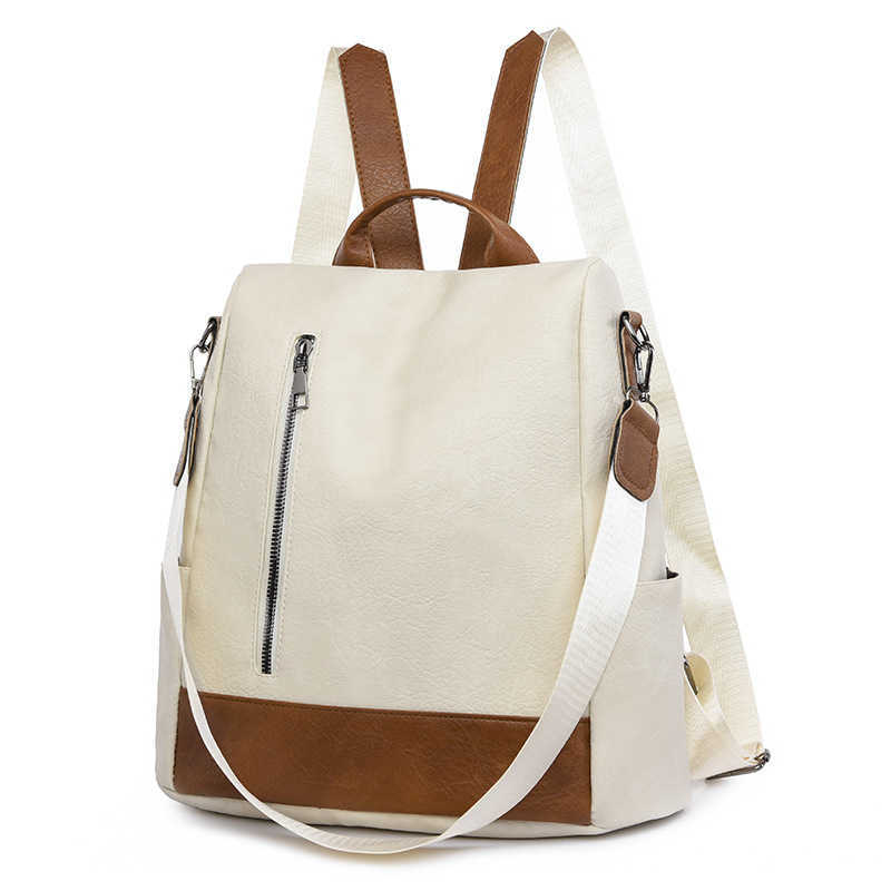 Womens New PU Lightweight Large Capacity Anti theft Leisure Backpack Travel Outdoor Womens Bag