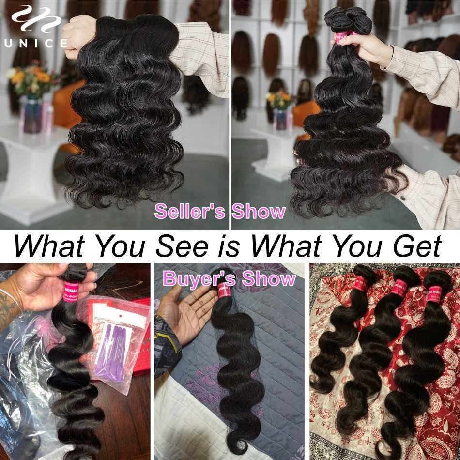 UNICE HAIR 4x4 Lace Clo With Malaysian Body Wave 3/4 Bundles with Lace Clos With Remy Hair Human Hair BundlesXJ250120