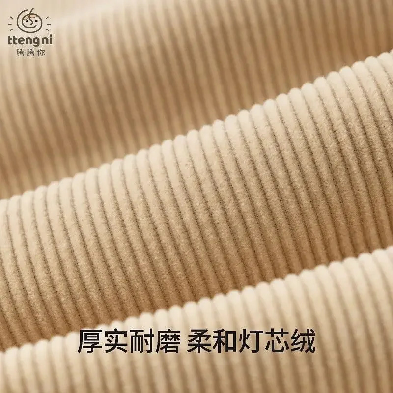 ChildrenS Corduroy Overalls Winter Thickened Plus Velvet Jumpsuits Baby Warm OnePieces Bodysuit Boys Girls Retro Simple Trouse 250117