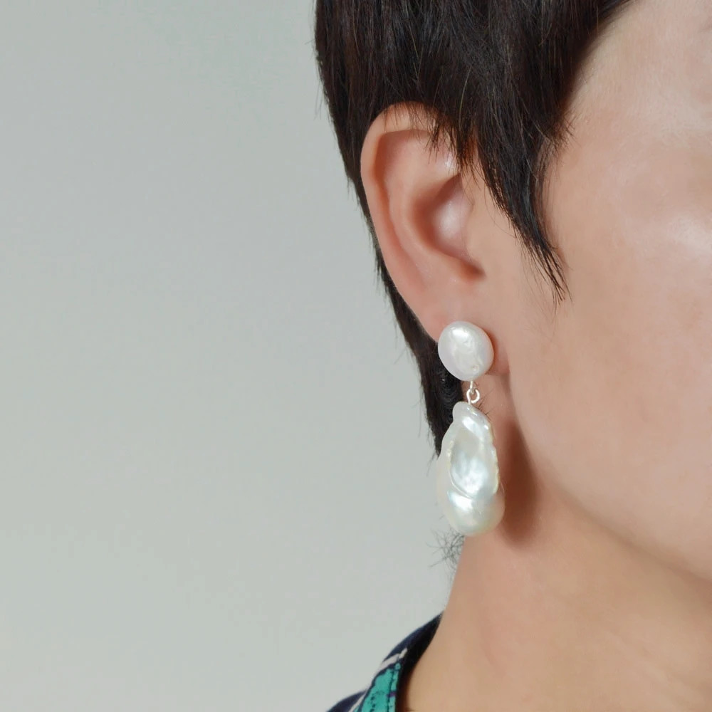 Womens Earrings White Oversized Natural Pearl n Earrings Baroque Pendant Double Beads Vintage Pearl Earrings 250120