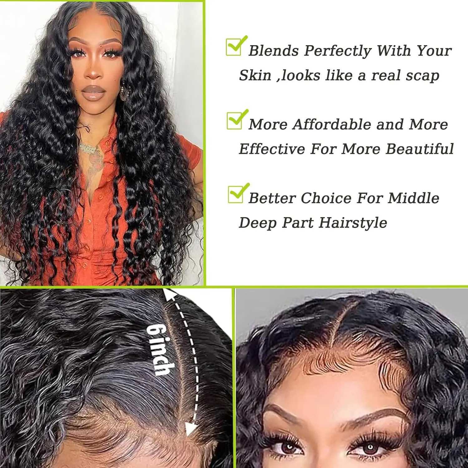 Alipretty 2x6 Deep Wave Bundles 100% Human Hair 2x6 HD Lace Clo Brazilian Hair Weave Bundles With Clo Natural Human HairXJ250120