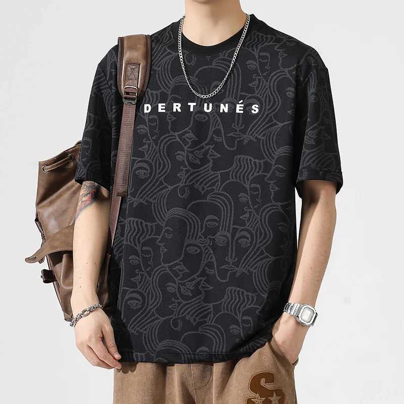 Summer Ice Silk Breathable Cool Short sleeved T-shirt for Mens Fashion Design Printed Personalized Trendy Loose Casual TopXJ250117