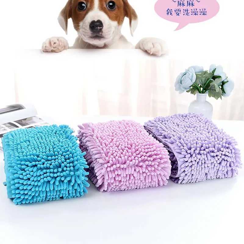 Pet Dog Towel Super Absorbent Microfiber Towel with Hand Pockets Quick Dry Shammy Towel Dog Bathing Supplies Machine Washable M250118