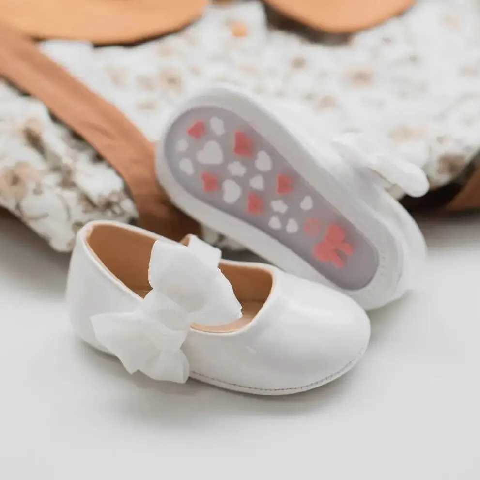 Meckior Baby Girls Shoes PU Leather Bowknot Flat Non Slip Rubber Sole Toddler First Walkers Princess Wedding Dress Girl Shoes X250129