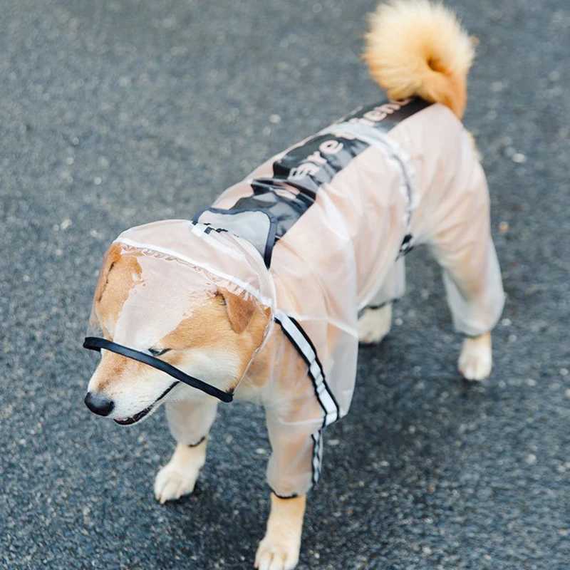 Pet dog Raincoat Puppy Four Feet Hooded Transparent Waterproof small medium Large Dog Rain Out Clothes for AnimalsXJ250121