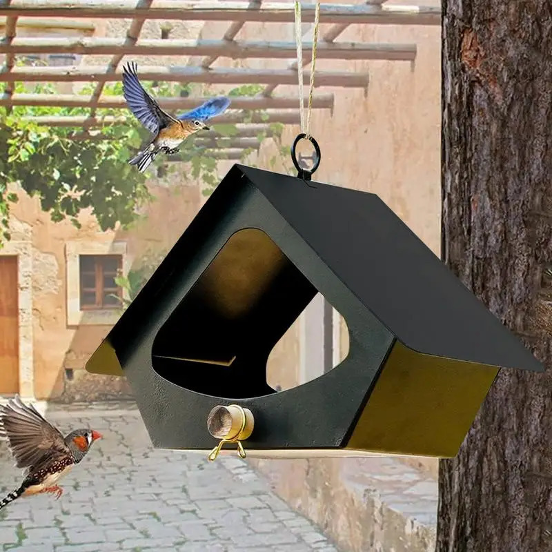 Metal Iron House Bird Feeder Outdoor Birds House Hanging Feeding Station Food Container For Garden Park 250121