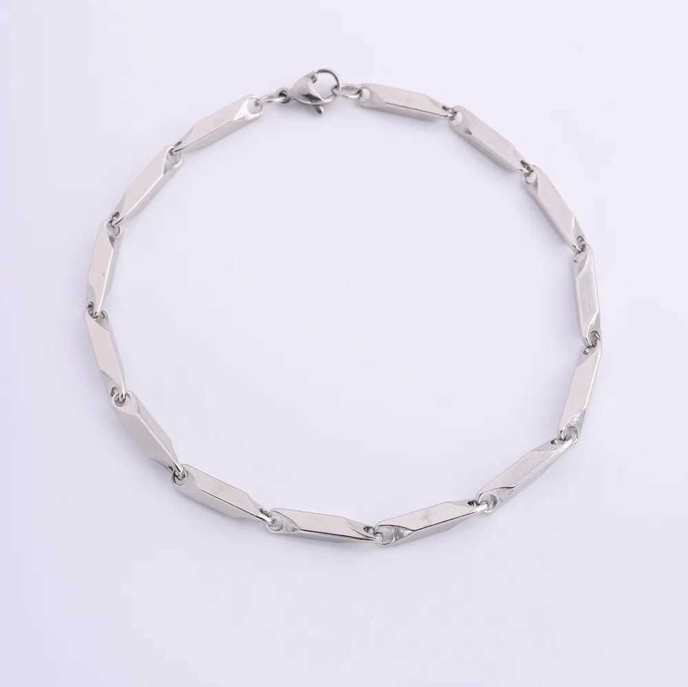 Mens Geetric Rhbus Chain BraceletCasual Stainless Steel Metal Links Wristband Length Adjustable X250129