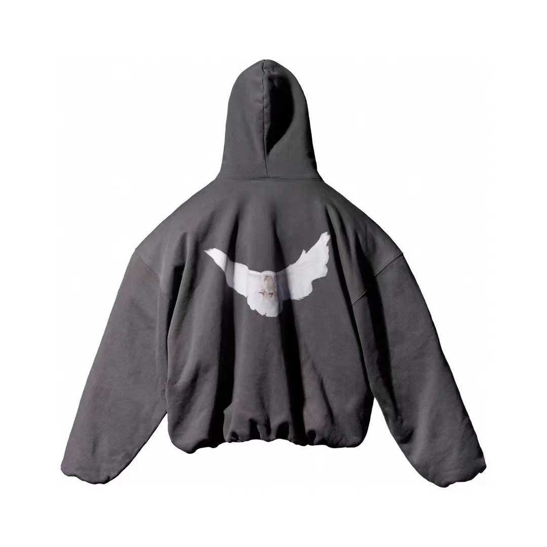 Dove Print Hooded Hoodie Men Women Streetwear Sweatshirts High Quality Season 6 Loose Heavy Fabric Pullover WY634 X250129