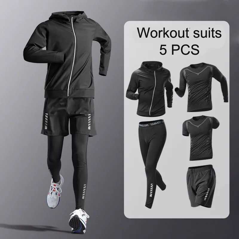5pcs Mens Compression Sportswear Suit GYM Tight Sports Sets Workout Jogging MMA Fitness Clothing Tracksuit Pants Sporting X250129