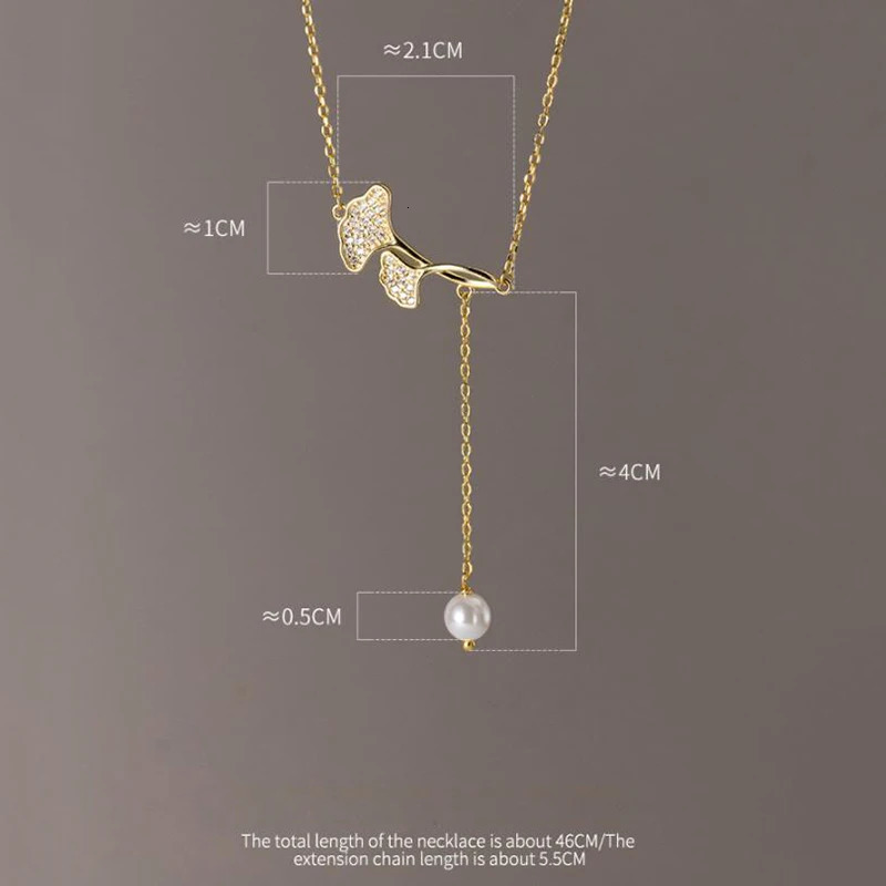 WANTME 925 Sterling Silver Fashion Sweet Ginkgo Leaf Pendant Clavicle Charm Necklace for Women Elegant Wedding Party Jewelry 250117