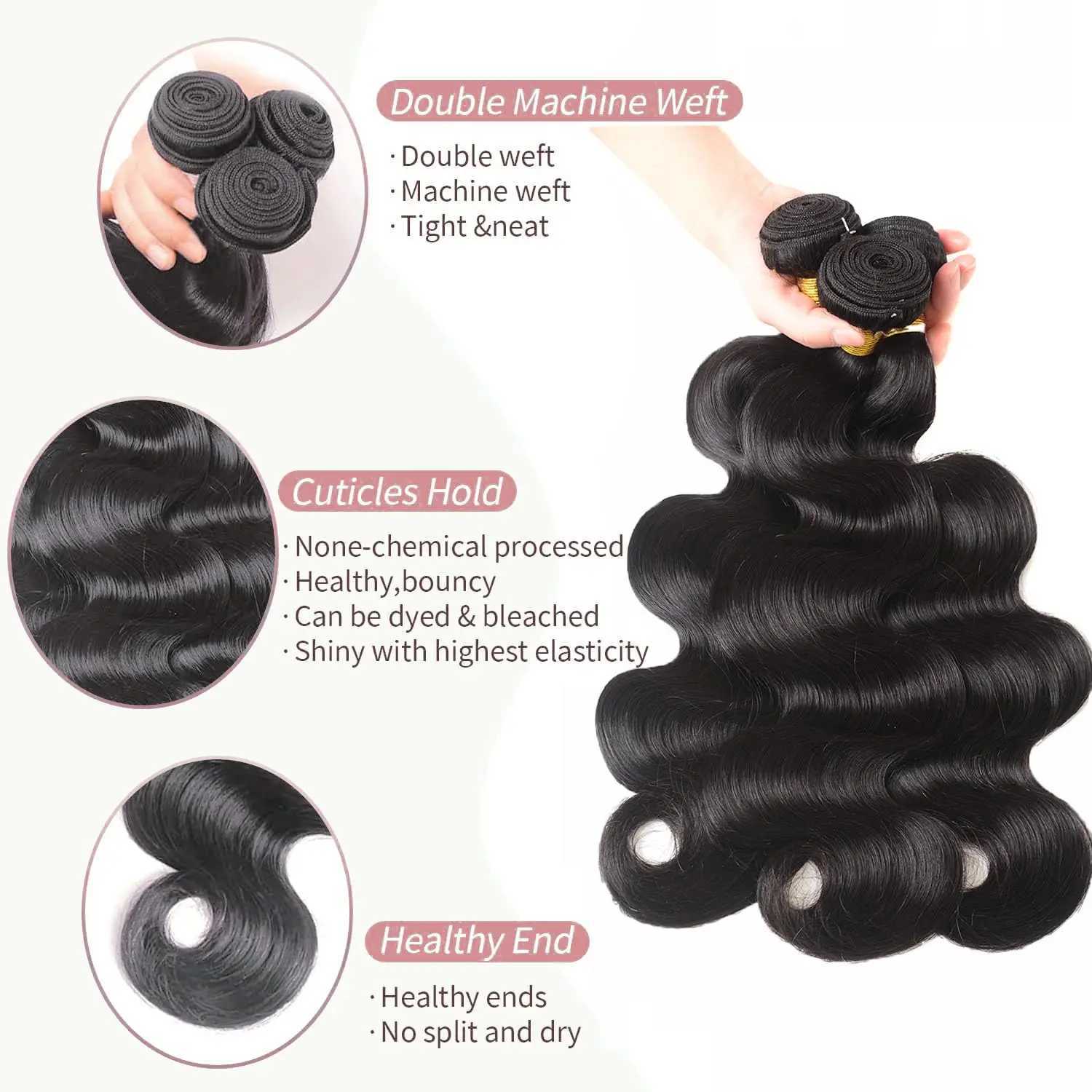 Body Wave Human Hair Bundles With Frontal 100% Unprocessed Brazilian Virgin Real Human Hair 3 Bundles with 13x4 HD Lace FrontalXJ250120