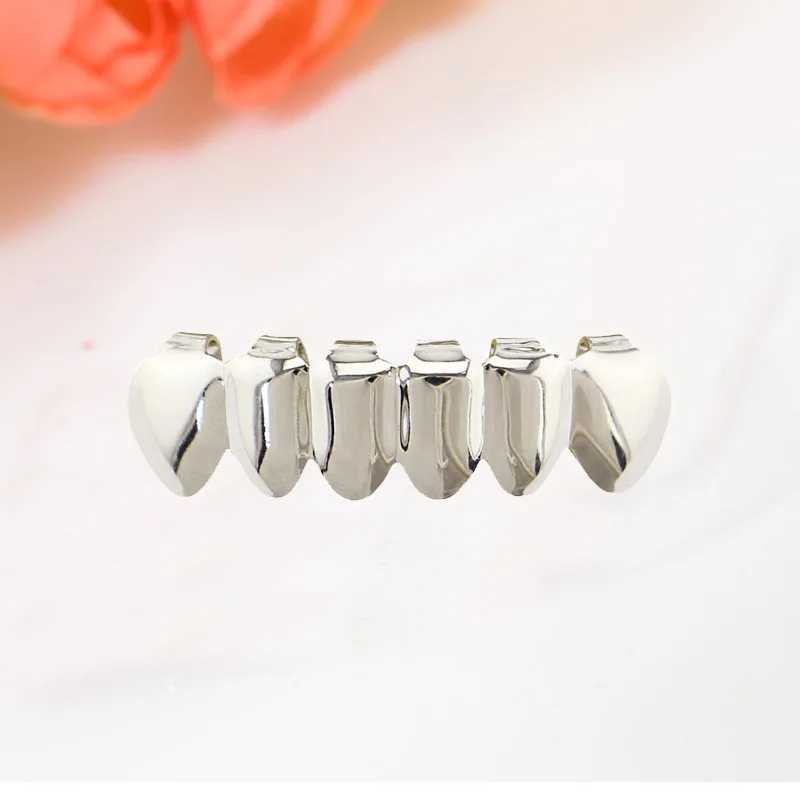 Hip Hop Teeth Grillz Silver Plated Shiny Zircon Tooth Caps Decor Dental Grills For Women Men Body JewelryXJ250114