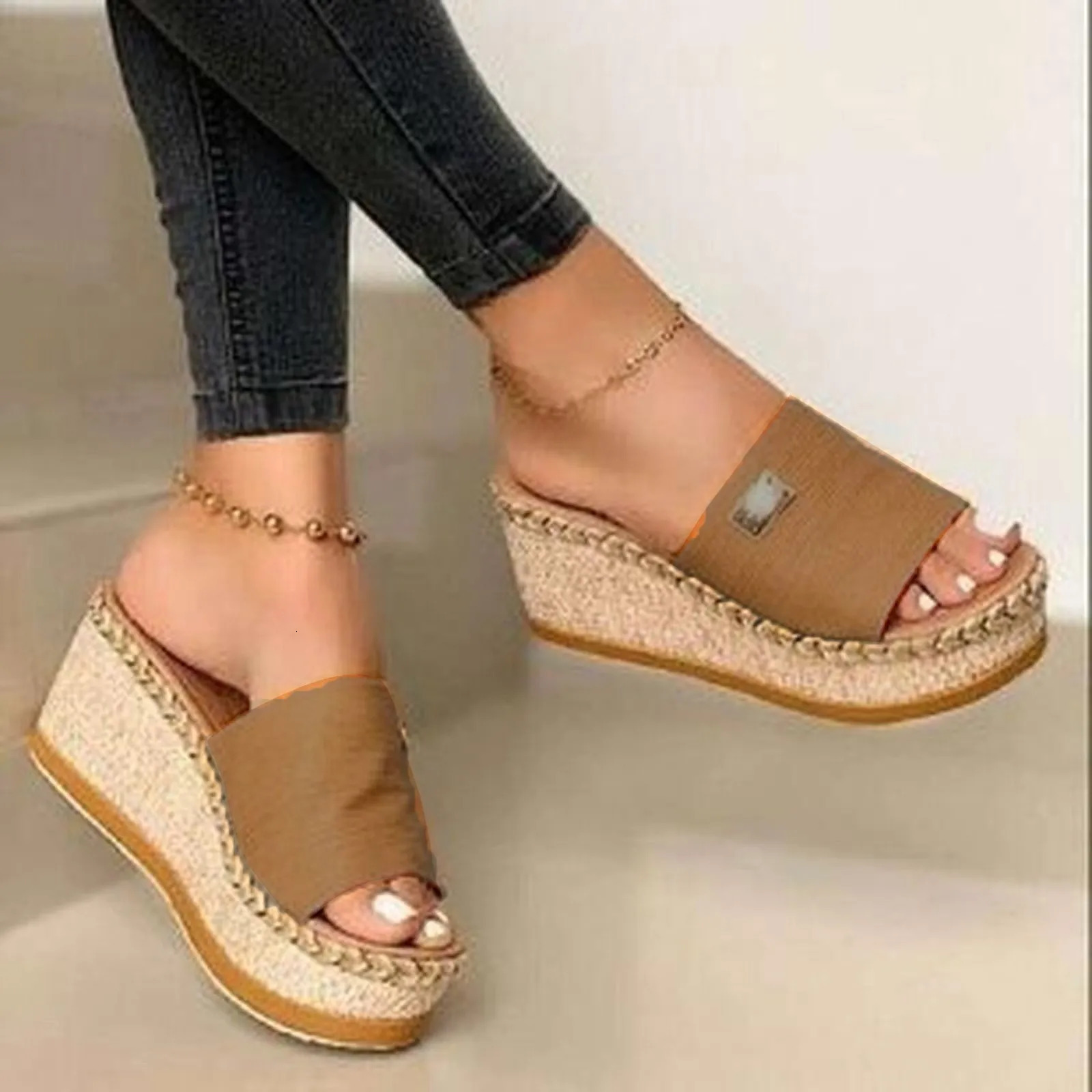 Sandals WomenS Platform Wedge Heel Straps Summer Beach Fashion Sapatos Femininos Sandalias 250117