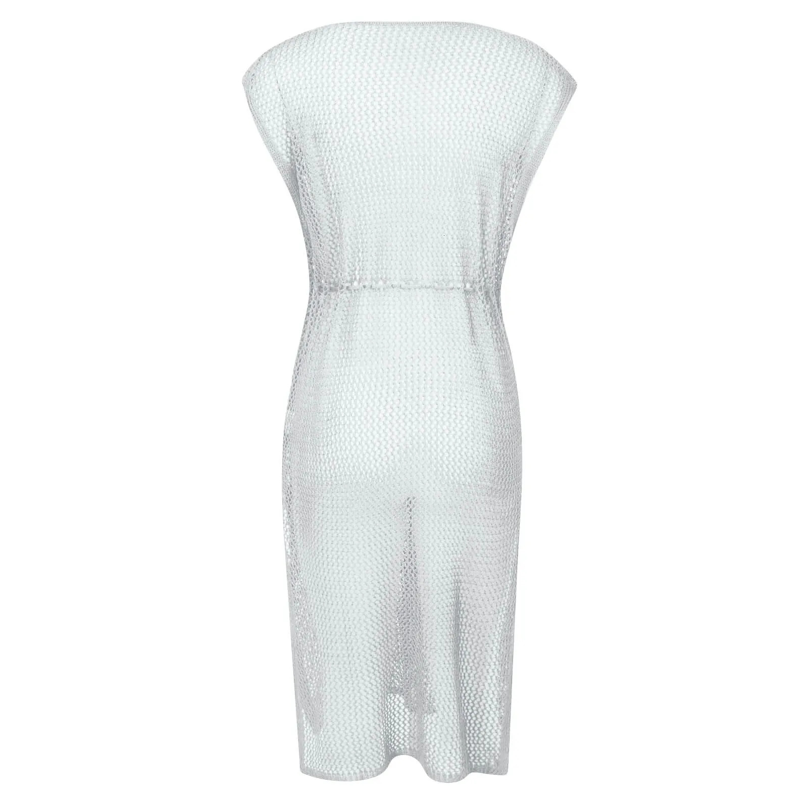 Bathing Suit Cover Up For Women Plus Size Womens Sleeveless Hollow Qipao Style Dress With Knitted Swimwear Beach 250120