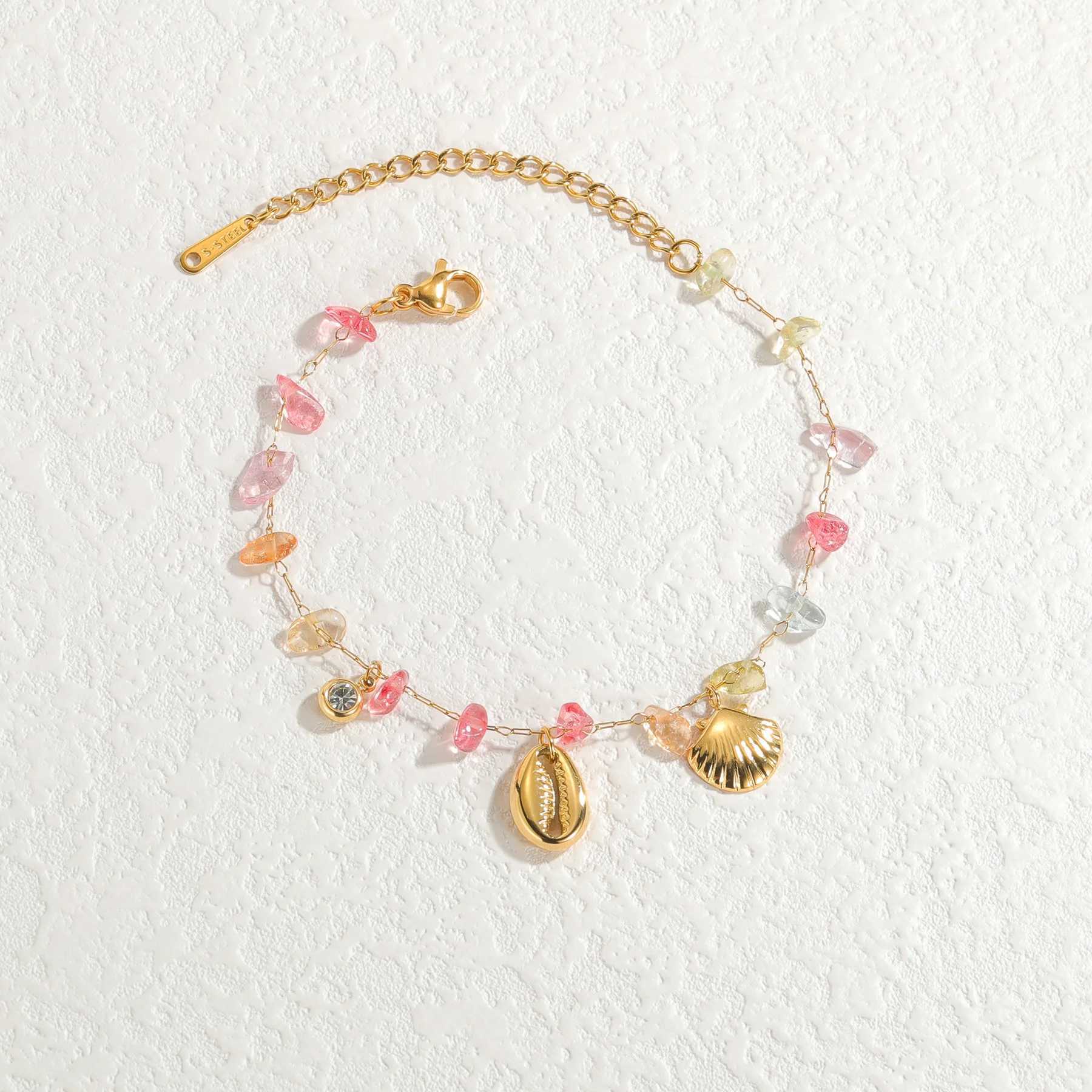 Nextvance Trendy Tree-layers Colorf Stones Bracelets Shell For Wen Stainless Steel Gold Plated Chain Jewelry Gifts X250129