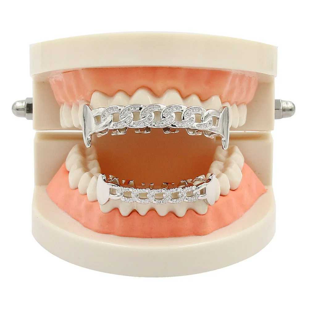 Hip Hop CZ Hollow out Teeth Grillz Caps Cubic Zircon Iced Out Micro Pave Top Bottom Charm For Men Women Jewelry GiftXJ250114
