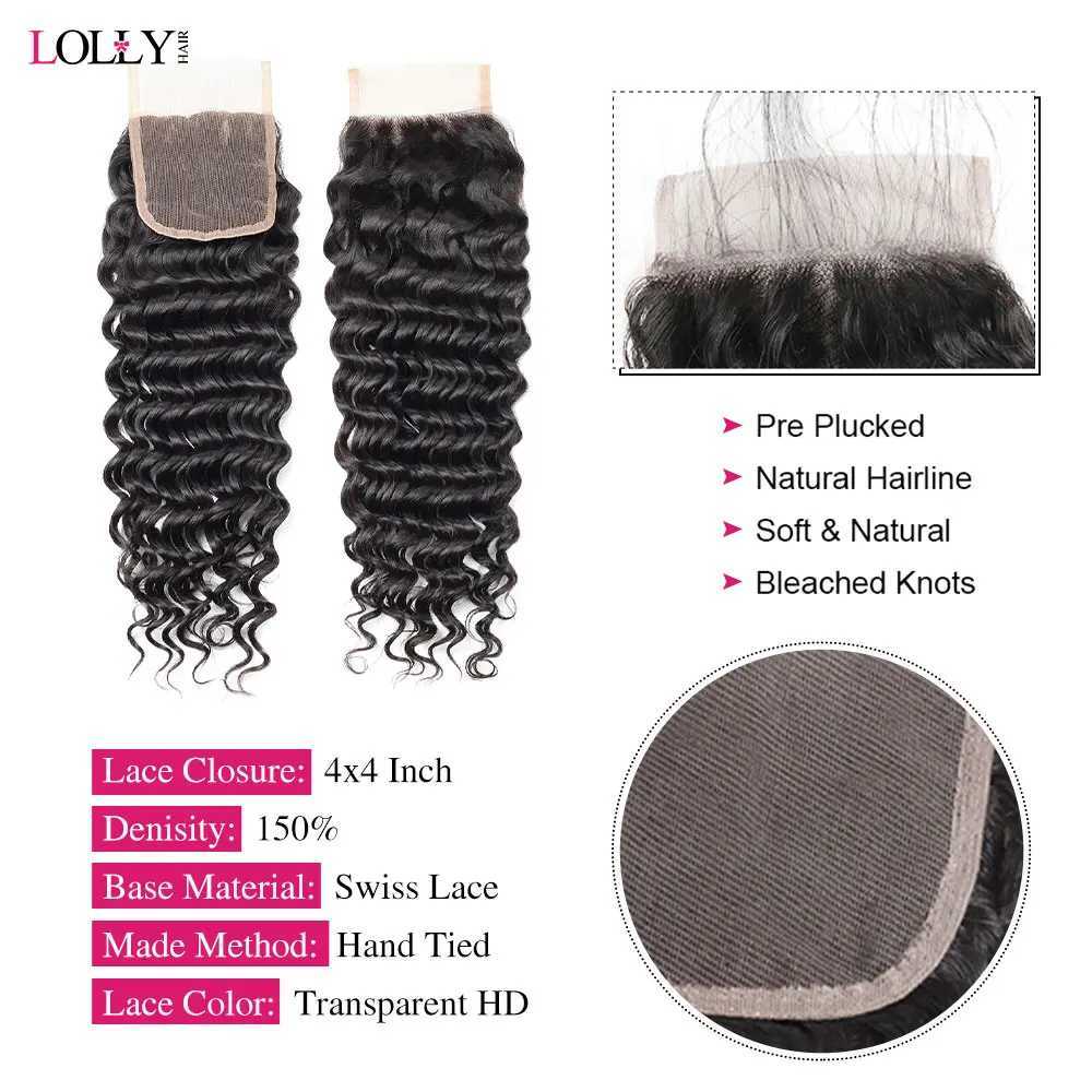 Lolly Deep Wave Bundles With Clo Brazilian Weave Bundles Hair With 4x4 Clo Deep Wave Bundles Human Hair 28 30 InchXJ250120