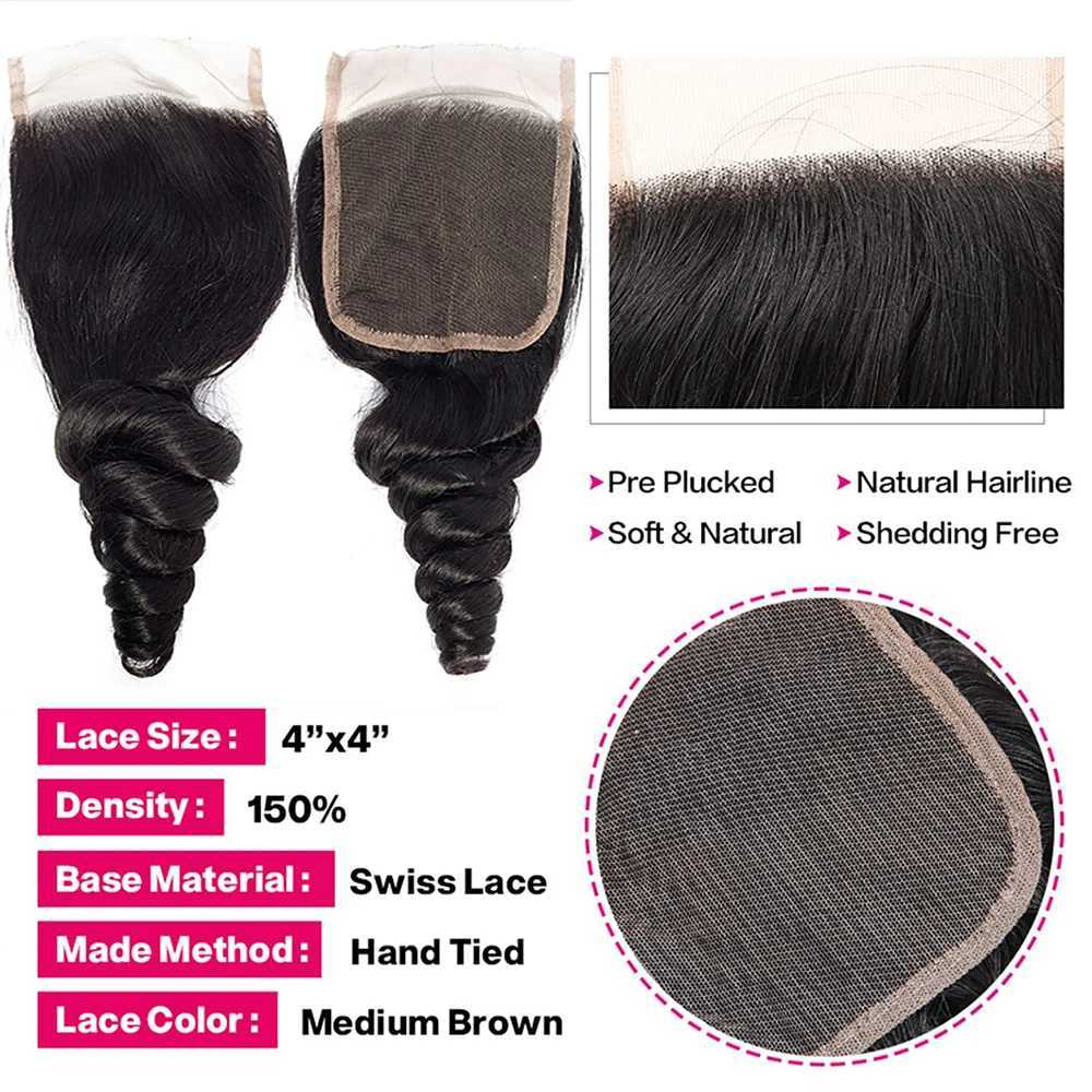 Loose Wave Human Hair Bundles With Clo Hair Weave 3/4 Bundles With HD Lace Frontal Brazilian Remy Human Hair ExtensionsXJ250120